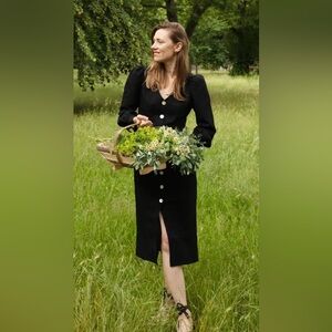 & other stories linen blend button front dress